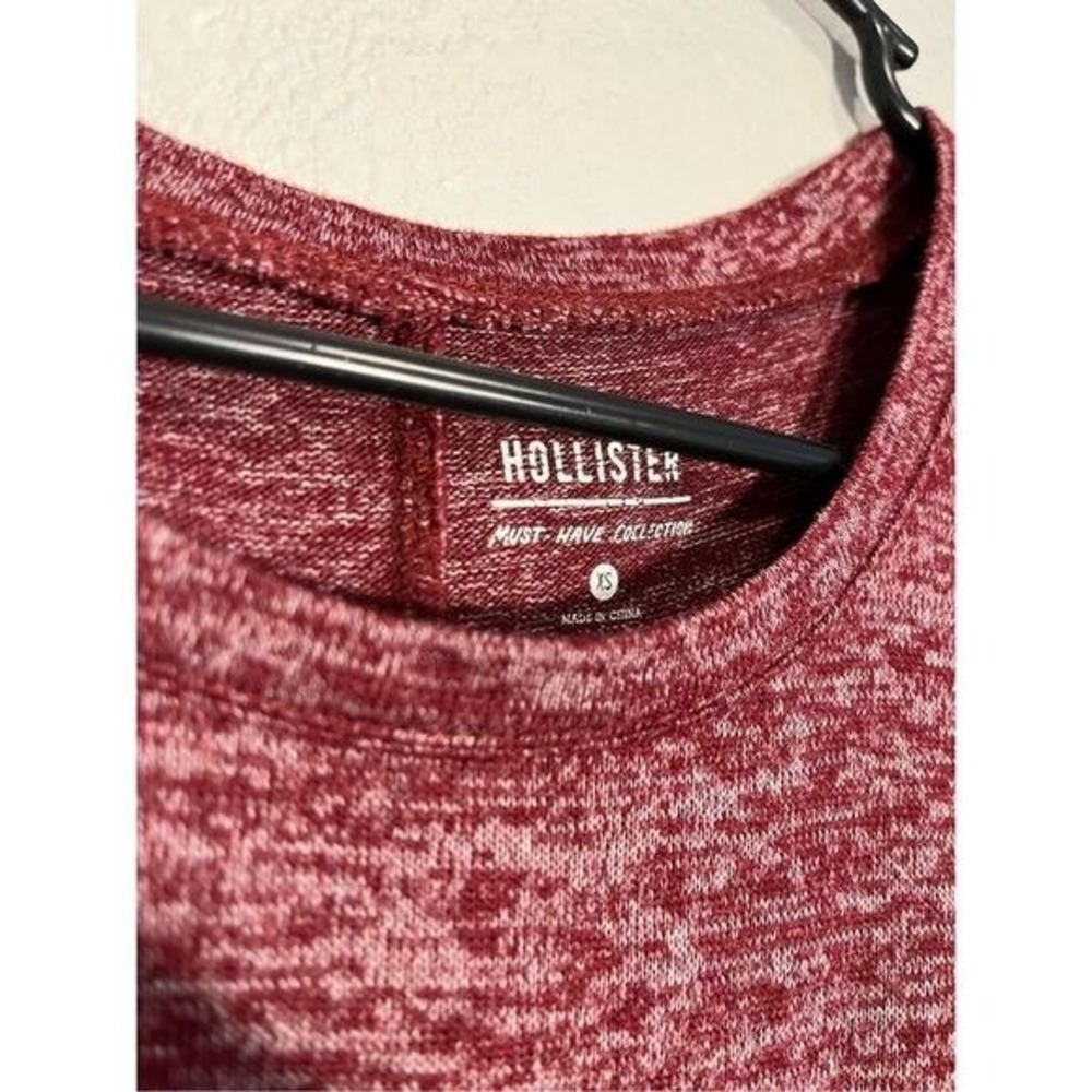 Hollister Marled Burgundy Pocket Tee Shirt Women's‎ XS Short Sleeve Casual - Picture 3 of 4
